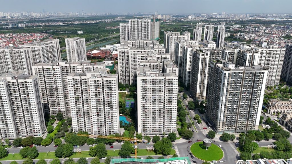 Cụm cao tầng Vinhomes Ocean Park 1 nhìn từ trên cao